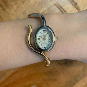 NEW Persona Women Casual Dial Bangle Cuff Bracelet Gold Silver Quartz Watch
